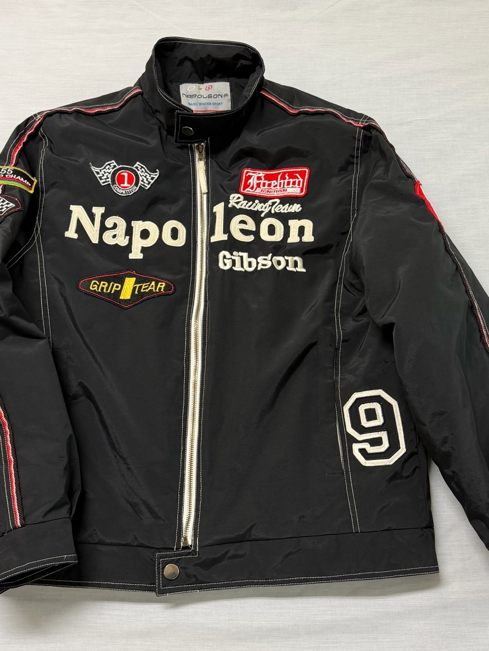 Y2K Napoleon Harrison Gibson Men's Black Racing Style Jacket Patches Large